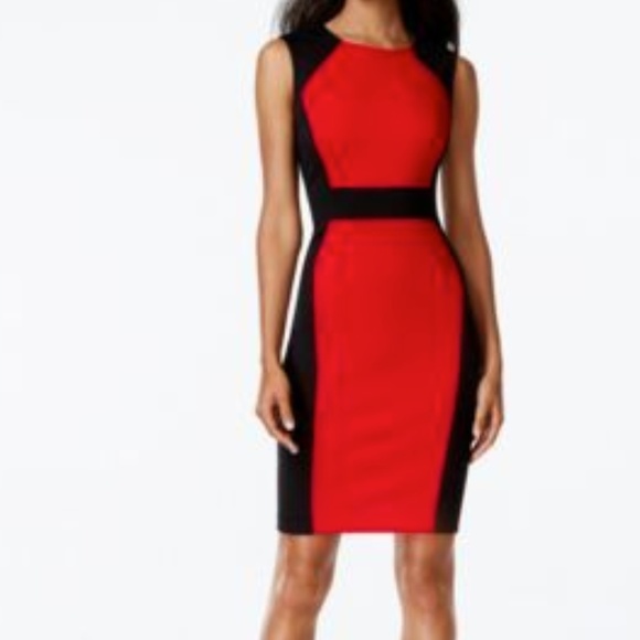 Calvin Klein Dresses & Skirts - NWT Calvin Klein red and black colorblock dress, 4